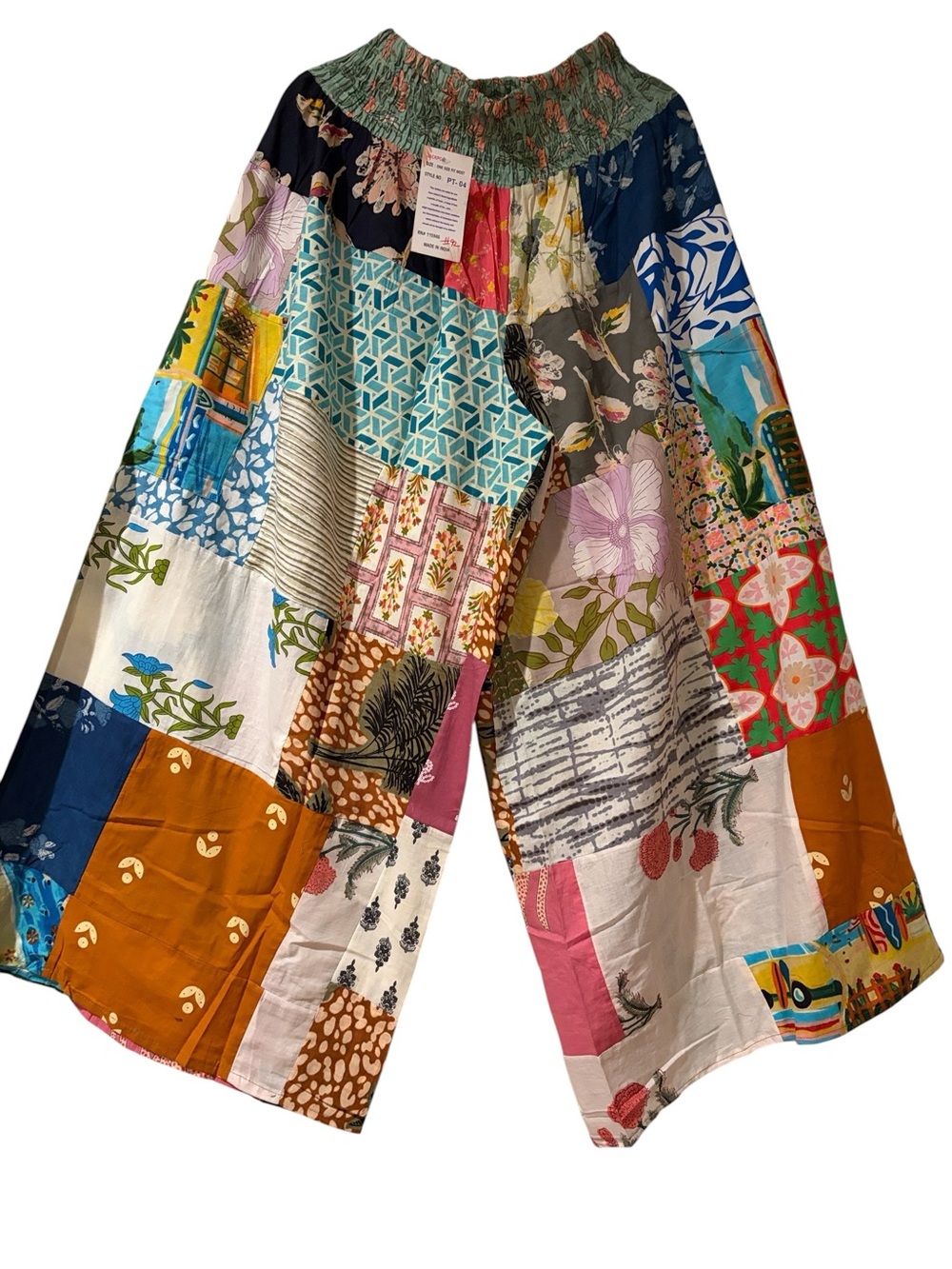 #92 100% cotton wide leg patchwork pants